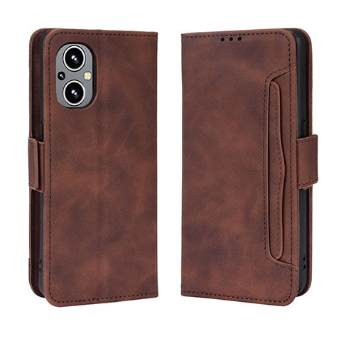 Coque Portefeuille Livre Cuir Etui Clapet BY3 pour Oppo A96 5G Marron