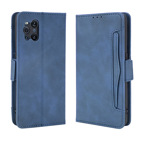 Coque Portefeuille Livre Cuir Etui Clapet BY3 pour Oppo Find X3 5G Bleu