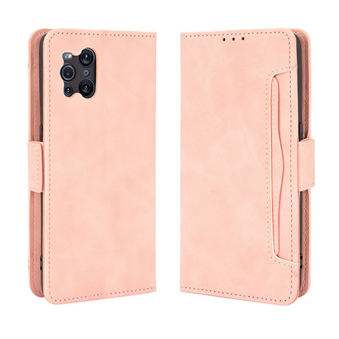 Coque Portefeuille Livre Cuir Etui Clapet BY3 pour Oppo Find X3 Pro 5G Rose