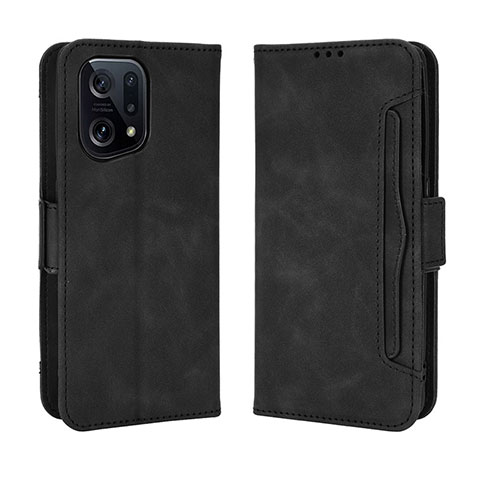 Coque Portefeuille Livre Cuir Etui Clapet BY3 pour Oppo Find X5 5G Noir