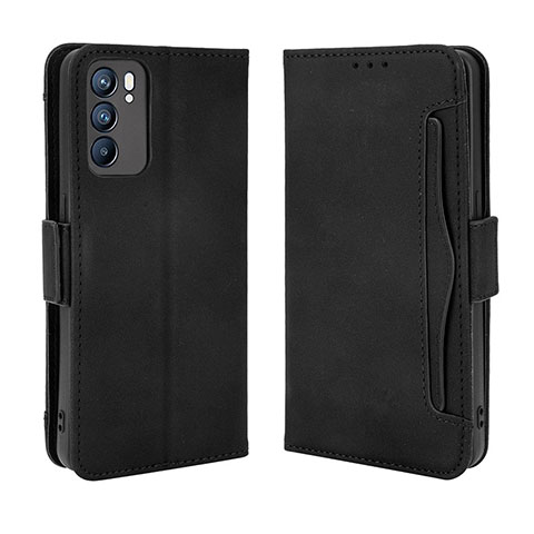 Coque Portefeuille Livre Cuir Etui Clapet BY3 pour Oppo Reno6 5G Noir