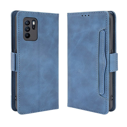 Coque Portefeuille Livre Cuir Etui Clapet BY3 pour Oppo Reno6 Z 5G Bleu