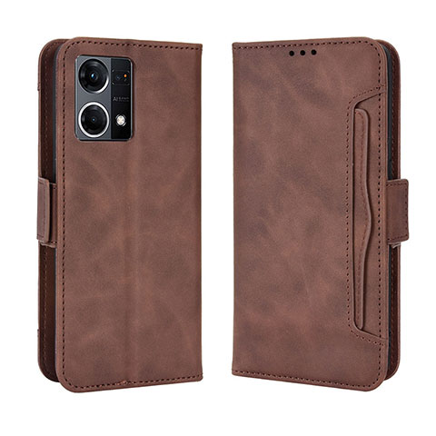 Coque Portefeuille Livre Cuir Etui Clapet BY3 pour Oppo Reno8 4G Marron