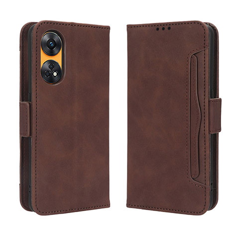 Coque Portefeuille Livre Cuir Etui Clapet BY3 pour Oppo Reno8 T 4G Marron