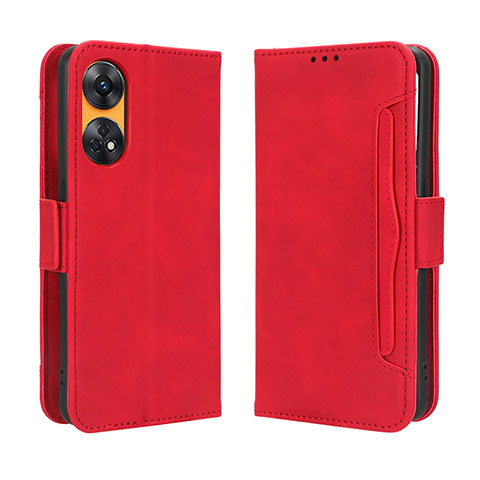 Coque Portefeuille Livre Cuir Etui Clapet BY3 pour Oppo Reno8 T 4G Rouge