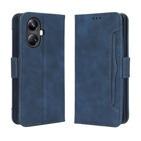 Coque Portefeuille Livre Cuir Etui Clapet BY3 pour Realme 10 Pro+ Plus 5G Bleu