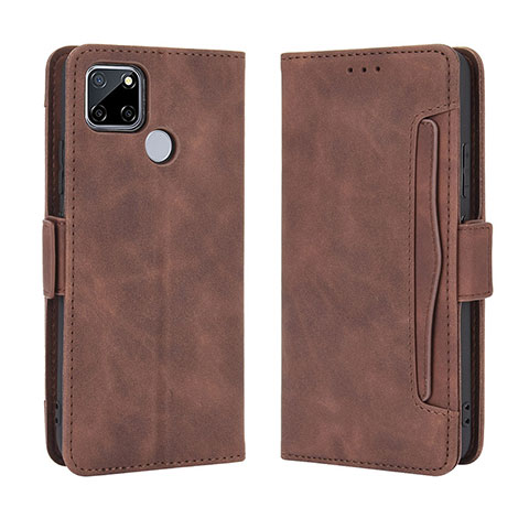 Coque Portefeuille Livre Cuir Etui Clapet BY3 pour Realme 7i RMX2193 Marron