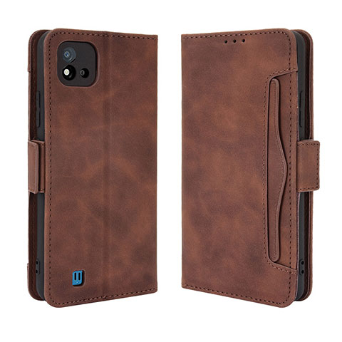 Coque Portefeuille Livre Cuir Etui Clapet BY3 pour Realme C20A Marron