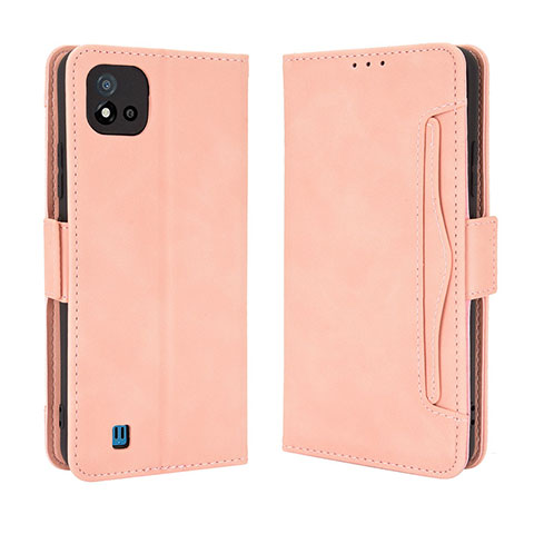 Coque Portefeuille Livre Cuir Etui Clapet BY3 pour Realme C20A Rose