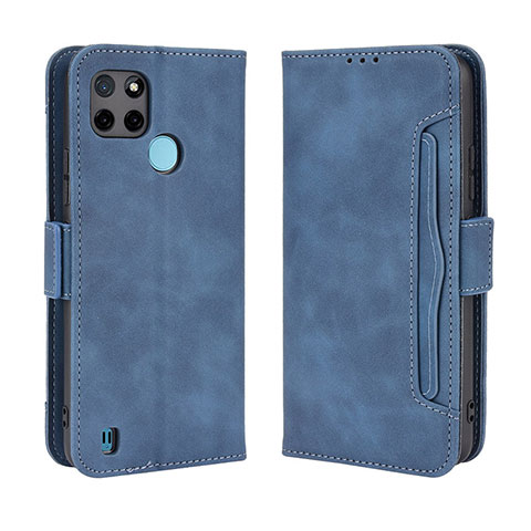 Coque Portefeuille Livre Cuir Etui Clapet BY3 pour Realme C21Y Bleu