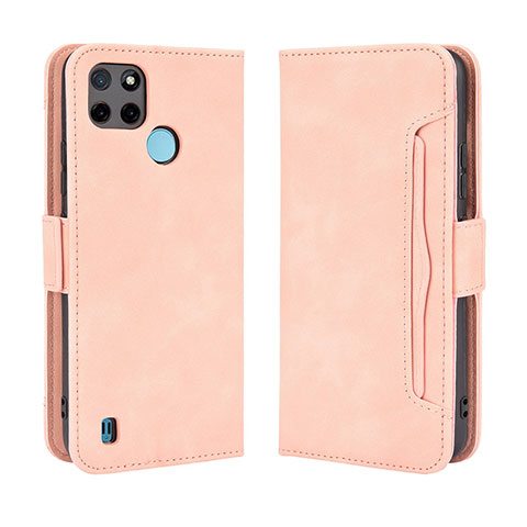 Coque Portefeuille Livre Cuir Etui Clapet BY3 pour Realme C21Y Rose