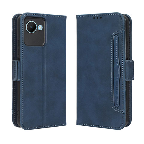 Coque Portefeuille Livre Cuir Etui Clapet BY3 pour Realme C30 Bleu