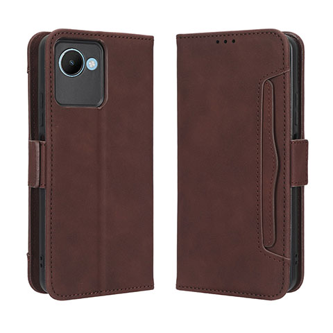 Coque Portefeuille Livre Cuir Etui Clapet BY3 pour Realme C30s Marron