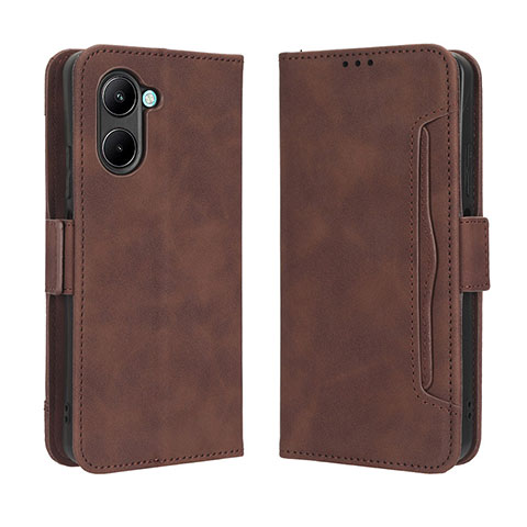 Coque Portefeuille Livre Cuir Etui Clapet BY3 pour Realme C33 Marron