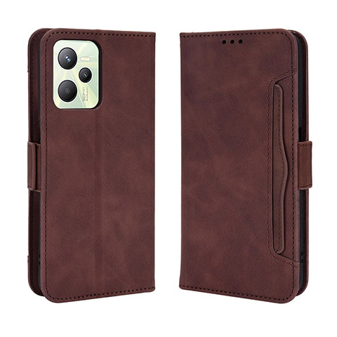 Coque Portefeuille Livre Cuir Etui Clapet BY3 pour Realme C35 Marron