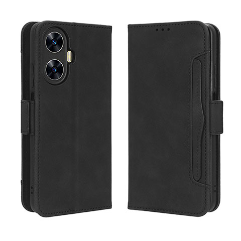 Coque Portefeuille Livre Cuir Etui Clapet BY3 pour Realme C55 Noir