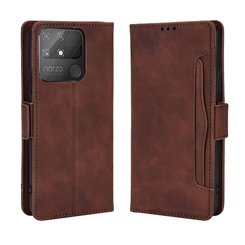 Coque Portefeuille Livre Cuir Etui Clapet BY3 pour Realme Narzo 50A Marron