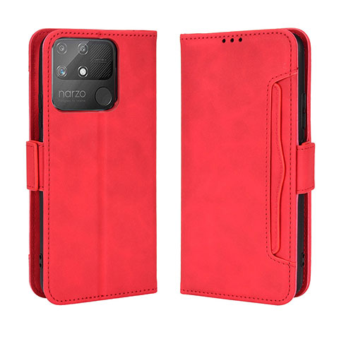 Coque Portefeuille Livre Cuir Etui Clapet BY3 pour Realme Narzo 50A Rouge