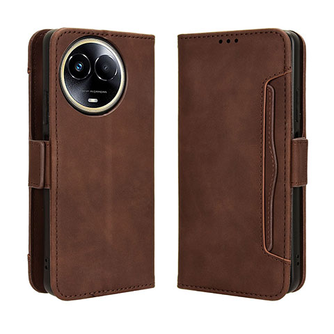 Coque Portefeuille Livre Cuir Etui Clapet BY3 pour Realme Narzo 60x 5G Marron