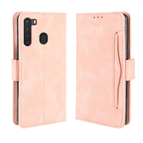 Coque Portefeuille Livre Cuir Etui Clapet BY3 pour Samsung Galaxy A21 Rose