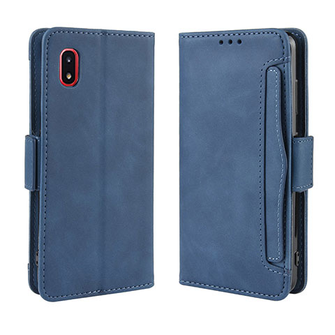 Coque Portefeuille Livre Cuir Etui Clapet BY3 pour Samsung Galaxy A21 SC-42A Bleu