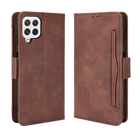 Coque Portefeuille Livre Cuir Etui Clapet BY3 pour Samsung Galaxy A22 4G Marron