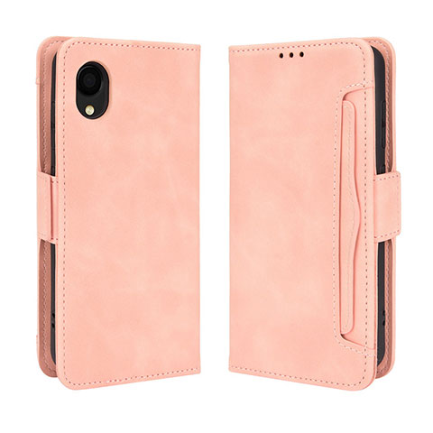 Coque Portefeuille Livre Cuir Etui Clapet BY3 pour Samsung Galaxy A22 5G SC-56B Rose