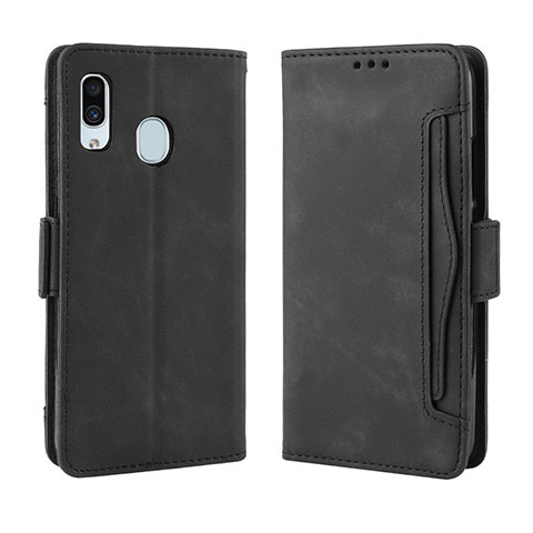 Coque Portefeuille Livre Cuir Etui Clapet BY3 pour Samsung Galaxy A40 Noir