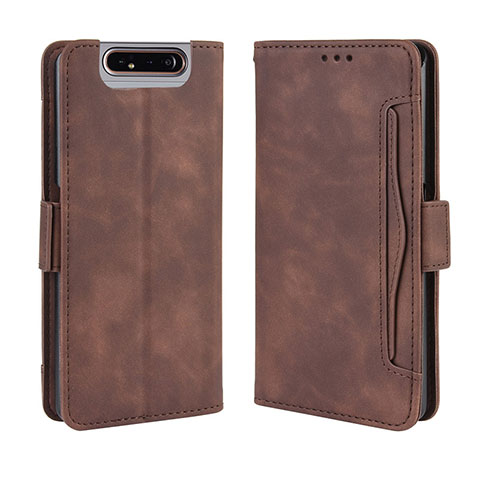 Coque Portefeuille Livre Cuir Etui Clapet BY3 pour Samsung Galaxy A80 Marron