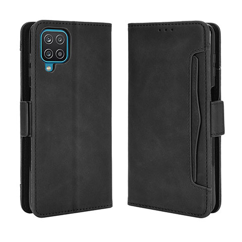 Coque Portefeuille Livre Cuir Etui Clapet BY3 pour Samsung Galaxy F12 Noir