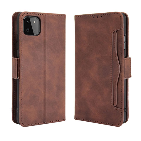 Coque Portefeuille Livre Cuir Etui Clapet BY3 pour Samsung Galaxy F42 5G Marron