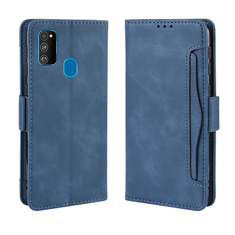 Coque Portefeuille Livre Cuir Etui Clapet BY3 pour Samsung Galaxy M21 Bleu