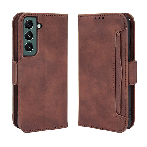 Coque Portefeuille Livre Cuir Etui Clapet BY3 pour Samsung Galaxy S22 5G Marron