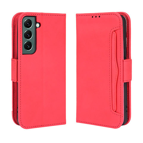 Coque Portefeuille Livre Cuir Etui Clapet BY3 pour Samsung Galaxy S22 5G Rouge