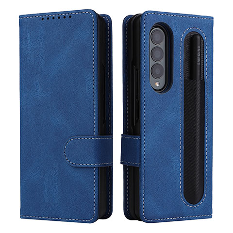 Coque Portefeuille Livre Cuir Etui Clapet BY3 pour Samsung Galaxy Z Fold3 5G Bleu