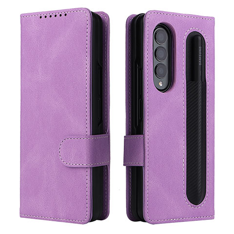 Coque Portefeuille Livre Cuir Etui Clapet BY3 pour Samsung Galaxy Z Fold3 5G Violet