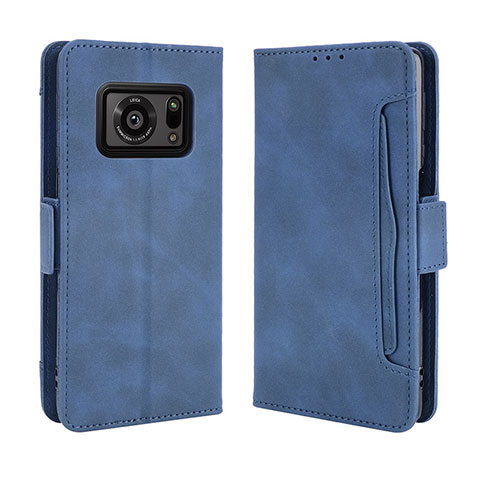 Coque Portefeuille Livre Cuir Etui Clapet BY3 pour Sharp Aquos R6 Bleu