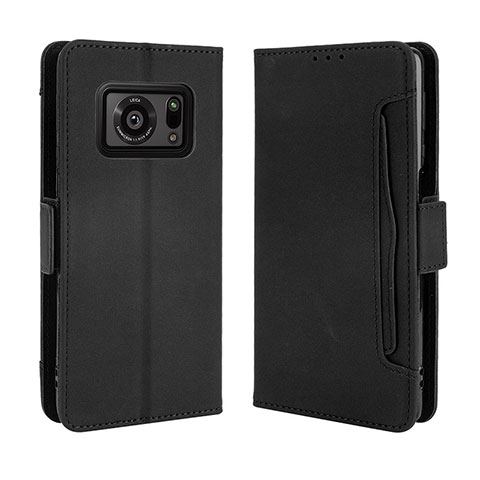 Coque Portefeuille Livre Cuir Etui Clapet BY3 pour Sharp Aquos R6 Noir