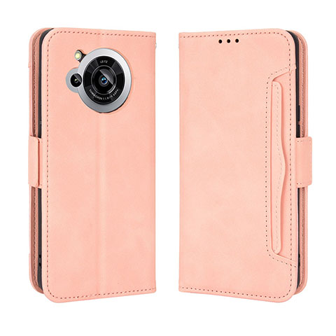 Coque Portefeuille Livre Cuir Etui Clapet BY3 pour Sharp Aquos R7 Rose