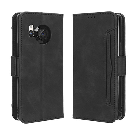 Coque Portefeuille Livre Cuir Etui Clapet BY3 pour Sharp Aquos R8 Noir