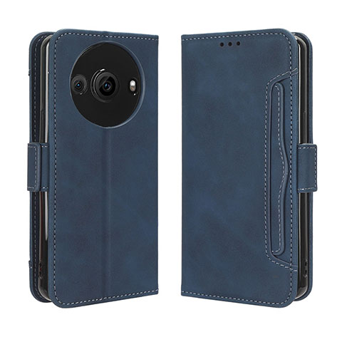 Coque Portefeuille Livre Cuir Etui Clapet BY3 pour Sharp Aquos R8 Pro Bleu