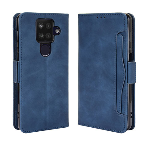 Coque Portefeuille Livre Cuir Etui Clapet BY3 pour Sharp Aquos Sense4 Plus Bleu