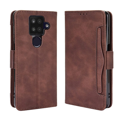 Coque Portefeuille Livre Cuir Etui Clapet BY3 pour Sharp Aquos Sense4 Plus Marron