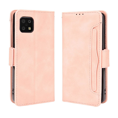 Coque Portefeuille Livre Cuir Etui Clapet BY3 pour Sharp Aquos Sense6 Rose