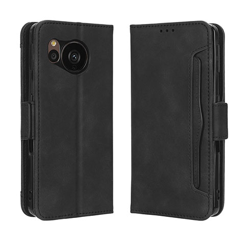 Coque Portefeuille Livre Cuir Etui Clapet BY3 pour Sharp Aquos Sense7 Noir