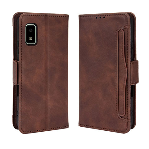 Coque Portefeuille Livre Cuir Etui Clapet BY3 pour Sharp Aquos wish2 Marron