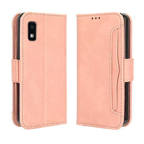 Coque Portefeuille Livre Cuir Etui Clapet BY3 pour Sharp Aquos wish3 Rose