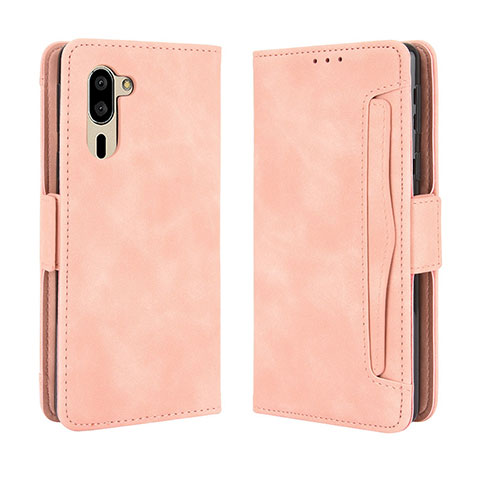 Coque Portefeuille Livre Cuir Etui Clapet BY3 pour Sharp Simple Sumaho 5 Rose