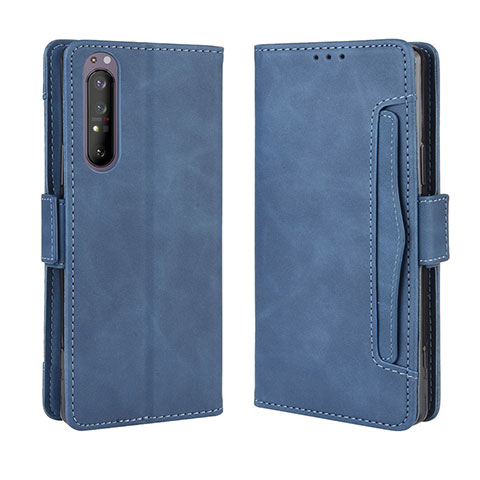 Coque Portefeuille Livre Cuir Etui Clapet BY3 pour Sony Xperia 1 II Bleu