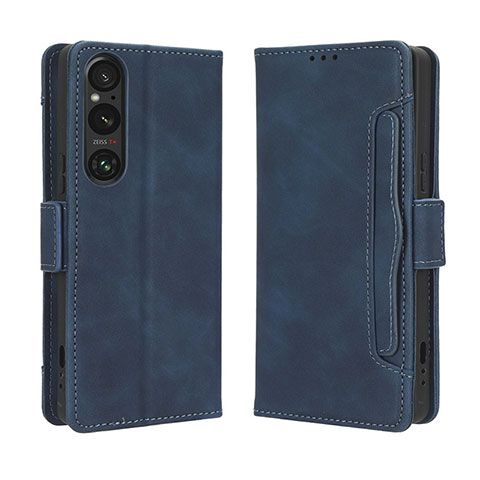 Coque Portefeuille Livre Cuir Etui Clapet BY3 pour Sony Xperia 1 V Bleu